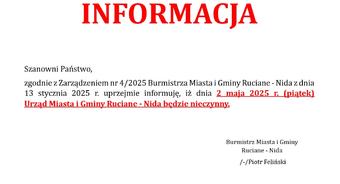 Informacja o dniu wolnym od pracy